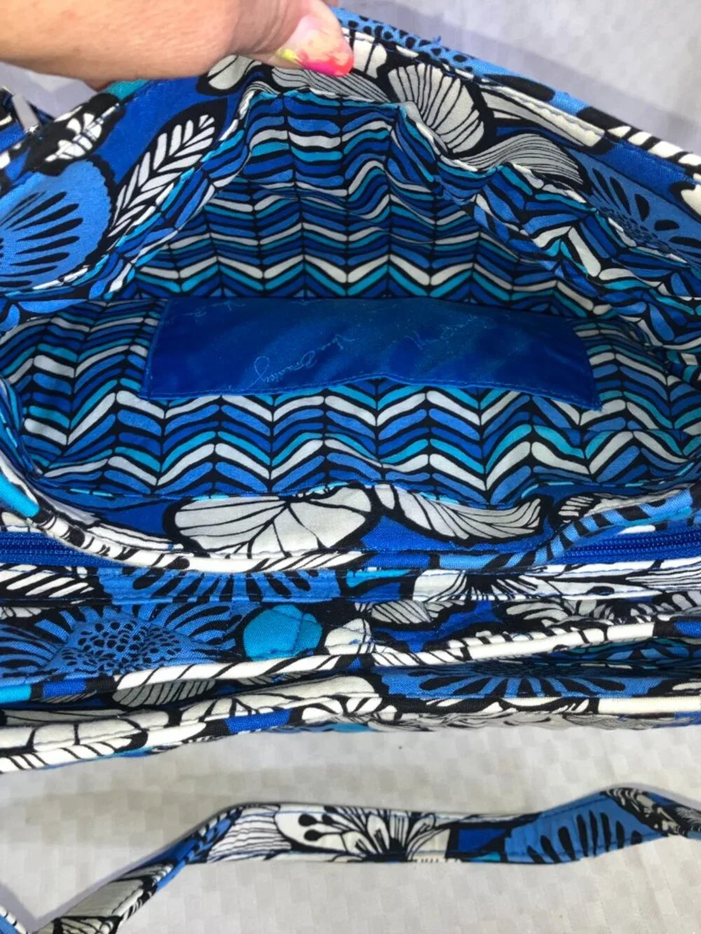 Vera Bradley Emily Satchel Handbag Purse Women OS Blue Bayou Quilted Floral